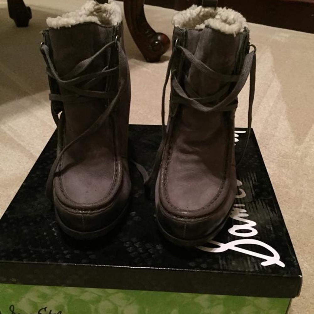 Sam Edelman sherling lined Grey Booties, 3 inch